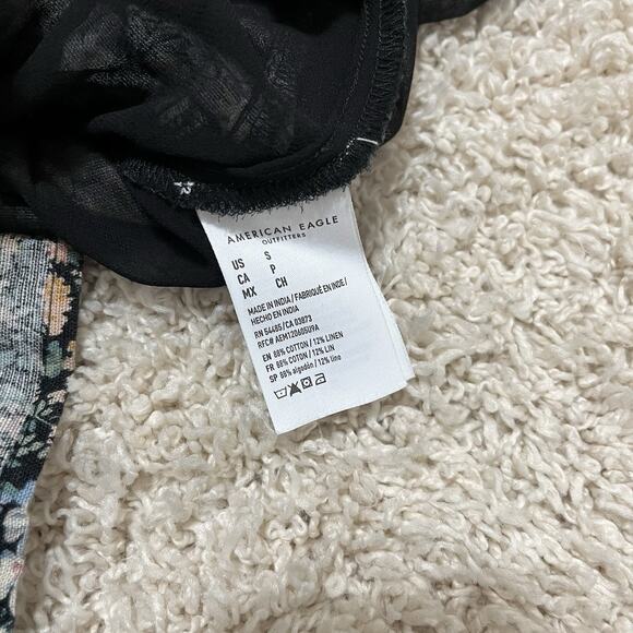 American Eagle Vintage Vibe Floral Pleated Cottage Core Linen Skater Mini Skirt - Picture 3 of 4